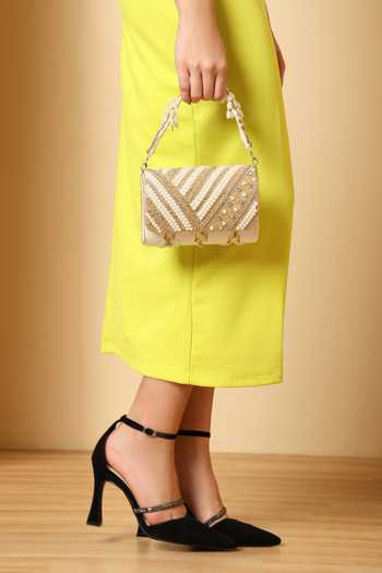 House of Webhin White Aabroo Embellished Flap Bag Online at Aza Fashions House of Webhin_White Aabroo Embellished Flap Bag _Online_at_Aza_Fashions