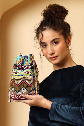 Buy_House of Webhin_Multi Color Beads, Tassels Nazariya Evil Eye Potli _Online_at_Aza_Fashions