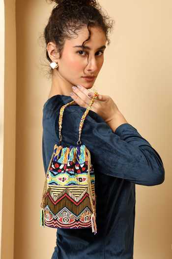 Shop_House of Webhin_Multi Color Beads, Tassels Nazariya Evil Eye Potli _Online_at_Aza_Fashions