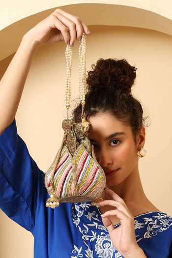 House of Webhin Multi Color Sequins, Beads, Pearls Chamkili Work Potli Online at Aza Fashions House of Webhin_Multi Color Sequins, Beads, Pearls Chamkili Work Potli _Online_at_Aza_Fashions