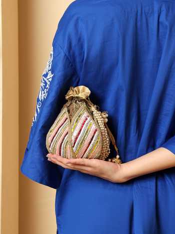 Buy House of Webhin Multi Color Sequins, Beads, Pearls Chamkili Work Potli Online at Aza Fashions Buy_House of Webhin_Multi Color Sequins, Beads, Pearls Chamkili Work Potli _Online_at_Aza_Fashions