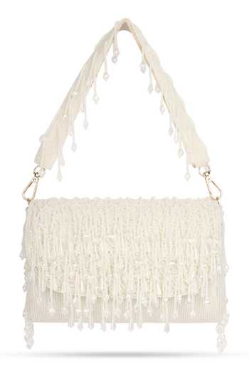 House of Webhin Nisha White Flap Clutch 