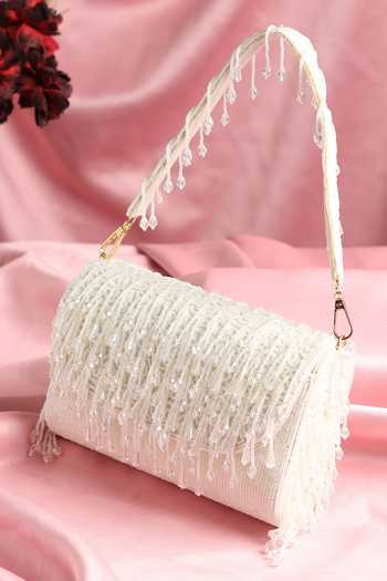 House of Webhin Nisha White Flap Clutch 
