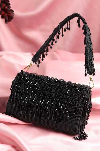 House of Webhin Nisha Black Flap Clutch 