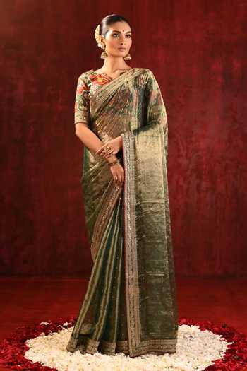 singhanias Tissue Saree With Running Blouse Fabric 
