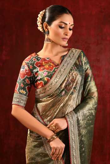 Buy_singhanias_Green Tissue Saree With Running Blouse Fabric 