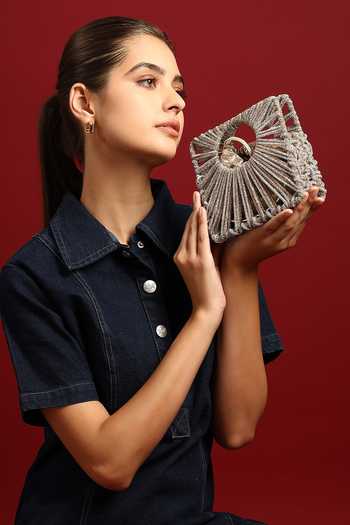 Buy_House of Webhin_Silver Zyra Mini Beaded Bag _Online_at_Aza_Fashions