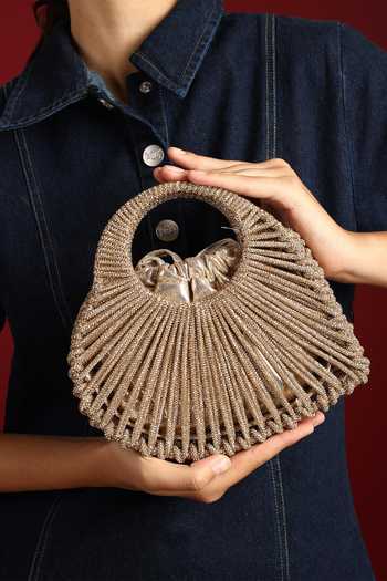 House of Webhin Heart Beaded Clutch 