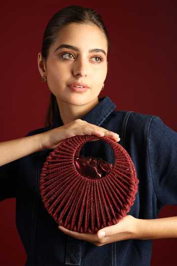 House of Webhin Noorafshan Red Beaded Bag 