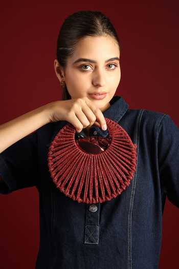 House of Webhin_Red Noorafshan Beaded Bag _Online_at_Aza_Fashions