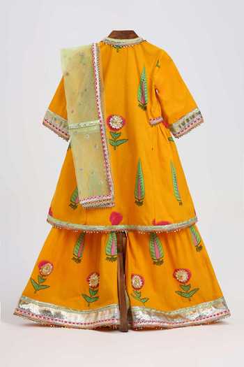MINIME ORGANICS Cotton Block Print Kurta Sharara Set 