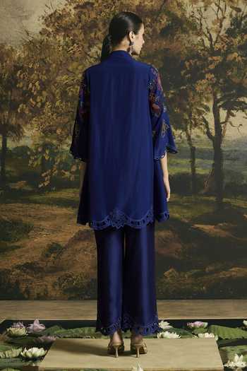 Chandrima Cobalt Blue Blossom Tunic With Pant 