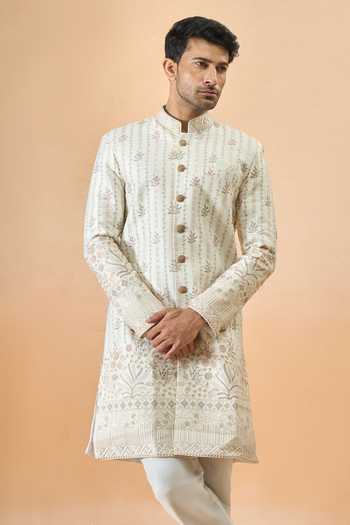 Arihant Rai Sinha Designer Off White Sherwani & Pant Set 