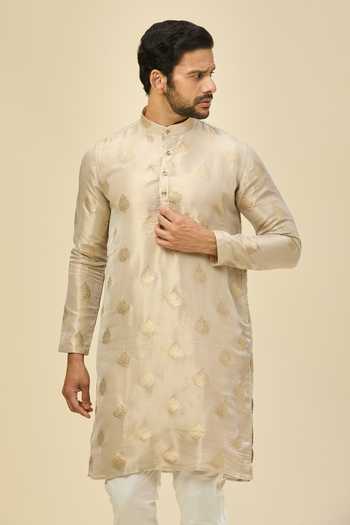 Arihant Rai Sinha Gold Kanjivaram Silk Kurta Set 