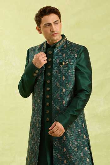 Arihant Rai Sinha Green Embroidered 3 Piece Jacket Set 
