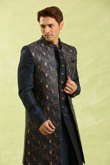 Arihant Rai Sinha Blue Digital Print Nehru Jacket Set 