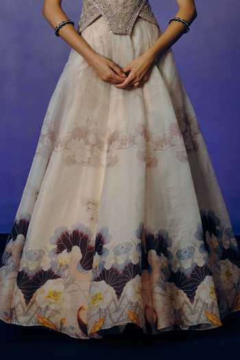 Dolly J Ivory Organza Embroidery, Stones Sweetheart Neck Whispered Petals Ball Gown Online at Aza Fashions Dolly J_Ivory Organza Embroidery, Stones Sweetheart Neck Whispered Petals Ball Gown _Online_at_Aza_Fashions