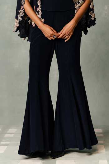 Dolly J Navy Cotton, Crepe Sweetheart , Open Eclipse Royale Cape Pant Set Online at Aza Fashions Dolly J_Navy Cotton, Crepe Sweetheart , Open Eclipse Royale Cape Pant Set _Online_at_Aza_Fashions