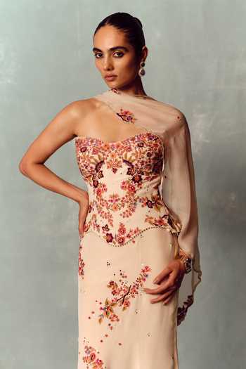 Dolly J Ivory Crepe, Net Embroidery Sweetheart Neck Alabaster Muse Corset And Skirt Set Online at Aza Fashions Dolly J_Ivory Crepe, Net Embroidery Sweetheart Neck Alabaster Muse Corset And Skirt Set _Online_at_Aza_Fashions