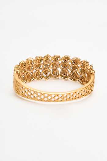 Nazaakat By Samara Singh Gold Plated Polki Faux Diamond Studded Bracelet at Aza Fashions Nazaakat By Samara Singh_Gold Plated Polki Faux Diamond Studded Bracelet _at_Aza_Fashions