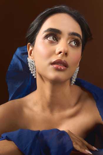 Shop Nazaakat By Samara Singh Silver Plated American Diamond Dangler Earrings Shop_Nazaakat By Samara Singh_Silver Plated American Diamond Dangler Earrings