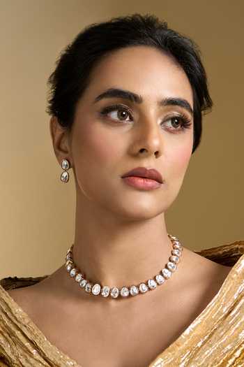 Nazaakat By Samara Singh Polki Faux Diamond Studded Necklace Set 
