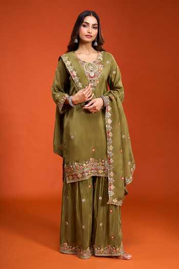 Samyukta Singhania Embroidered Tissue Kurta Sharara Set