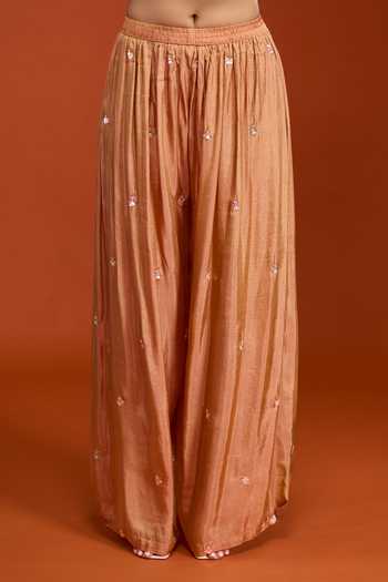 Buy Samyukta Singhania Orange Tissue Embroidery Round Neck Peach Kurta Set Online at Aza Fashions Buy_Samyukta Singhania_Orange Tissue Embroidery Round Neck Peach Kurta Set _Online_at_Aza_Fashions