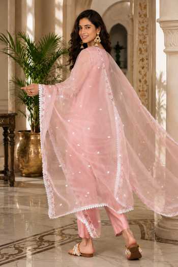 Jhambthreads Floral Embroidered Kurta Set 