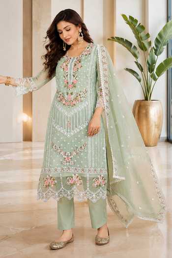 Jhambthreads Embroidered Straight Kurta Set 