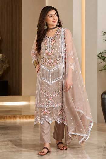 Jhambthreads Floral Embroidered Kurta Pant Set 