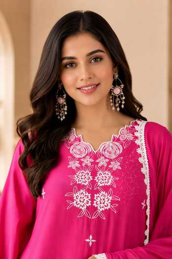 Jhambthreads Pink Silk V-neck, No Embroidered Kurta Pant Set Online at Aza Fashions Jhambthreads_Pink Silk V-neck, No Embroidered Kurta Pant Set _Online_at_Aza_Fashions