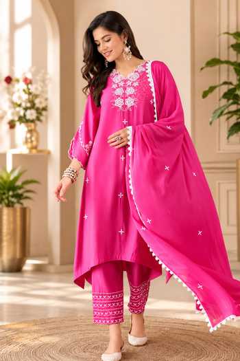 Jhambthreads Embroidered Kurta Pant Set 