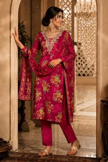 Jhambthreads Floral Print Kurta Set 