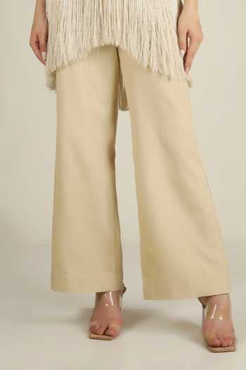 Buy_Jhambthreads_Green Organza, Chanderi Silk V-neck Embroidered Kurta And Pant Set _Online_at_Aza_Fashions