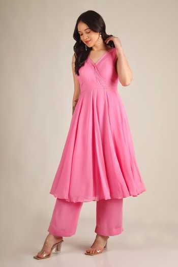 Jhambthreads V Neck Anarkali & Pant Set 