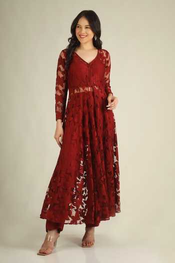 Jhambthreads Floral Embroidered Jacket & Pant Set 