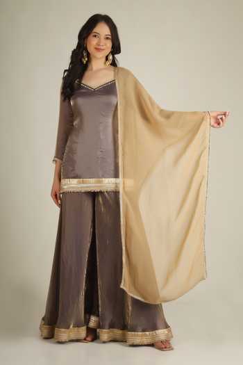 Jhambthreads Border Embellished Kurta Palazzo Set 