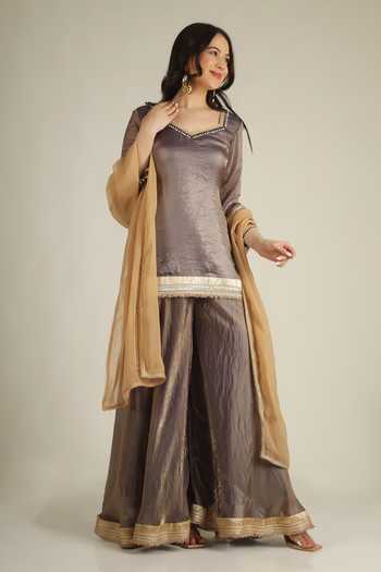 Jhambthreads Border Embellished Kurta Palazzo Set 