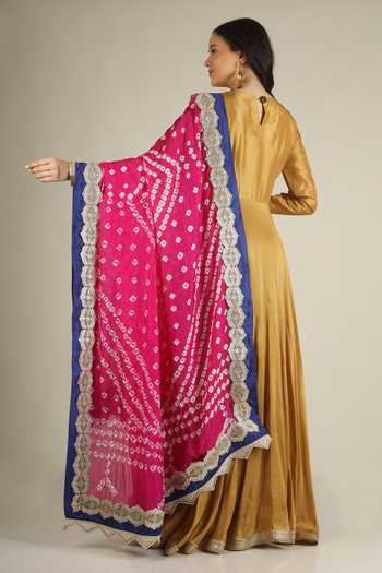 Jhambthreads Neckline Embellished Anarkali With Dupatta 