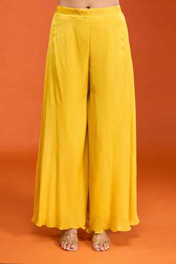 Buy Samyukta Singhania Yellow Tissue V-, Collared Embroidered Top Palazzo Set Online at Aza Fashions Buy_Samyukta Singhania_Yellow Tissue V-, Collared Embroidered Top Palazzo Set _Online_at_Aza_Fashions