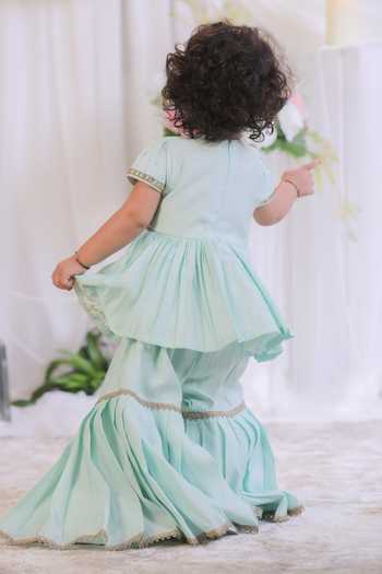 Lil Angels Hand Embroidered Kurta & Sharara Set 