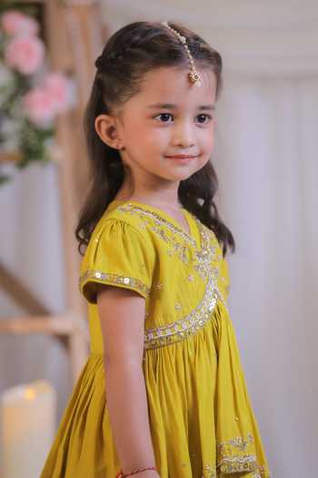 Lil Angels Yellow Silk Embroidered Kurta And Sharara Set Online at Aza Fashions Lil Angels_Yellow Silk Embroidered Kurta And Sharara Set _Online_at_Aza_Fashions