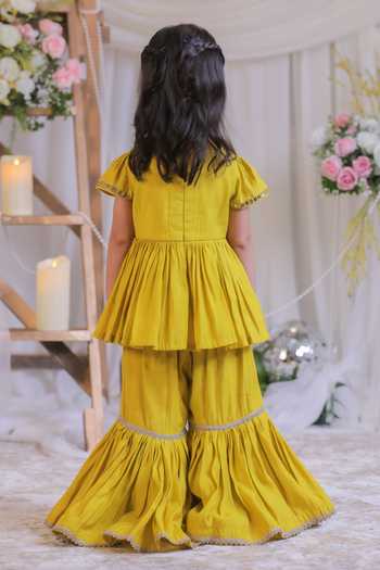 Lil Angels Embroidered Kurta & Sharara Set