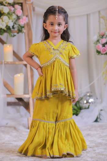 Lil Angels Embroidered Kurta & Sharara Set