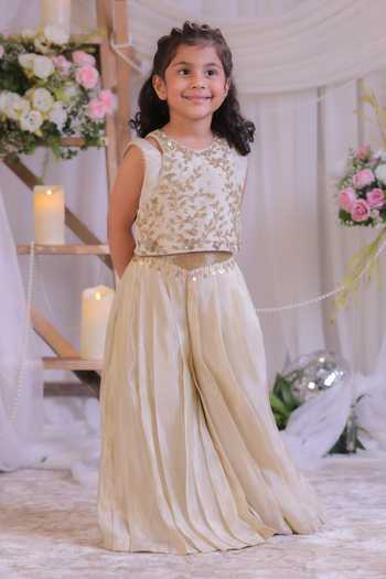 Lil Angels Embroidered Top & Palazzo Set