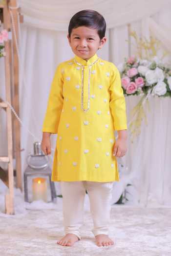 Lil Angels Lotus Embroidered Kurta Set