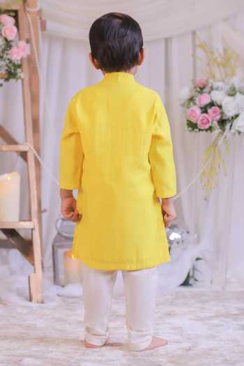 Lil Angels Lotus Embroidered Kurta Set