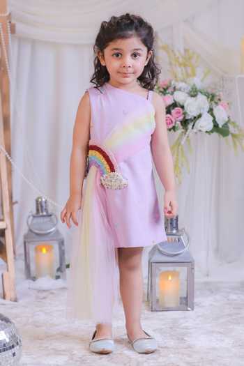 Buy Lil Angels Multi Color Crepe Rainbow Applique Work Dress Online at Aza Fashions Buy_Lil Angels_Multi Color Crepe Rainbow Applique Work Dress _Online_at_Aza_Fashions