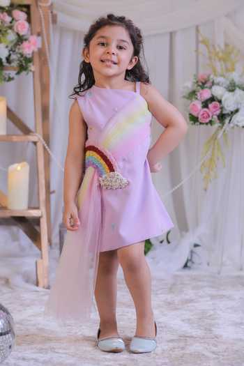 Lil Angels Rainbow Applique Work Dress